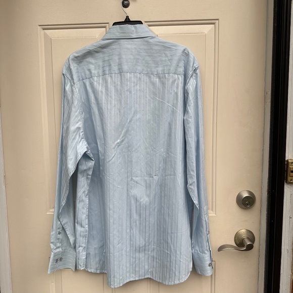 Calvin Klein  Men's Long Sleeve Cotton Light Blue Striped Size L. Shirt. NEW. - Picture 7 of 13